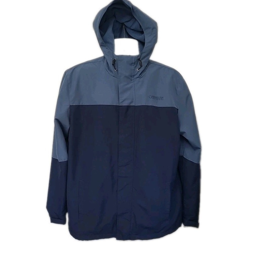 Magellan Outdoors Mens Jacket Large Blue Full Zip Hood Fleece Lined Outdoor